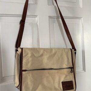 Bass Cream and Brown Canvas Messenger Bag